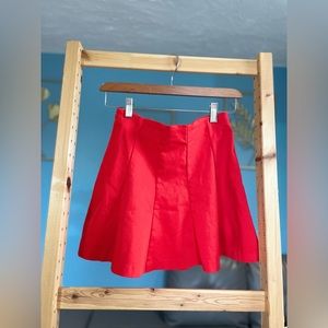 Pleated Red Mini Skirt